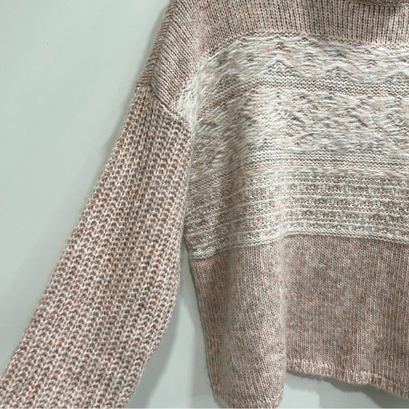 AEO blush pink ribbed turtleneck sweater wool blend medium - Picture 4 of 9
